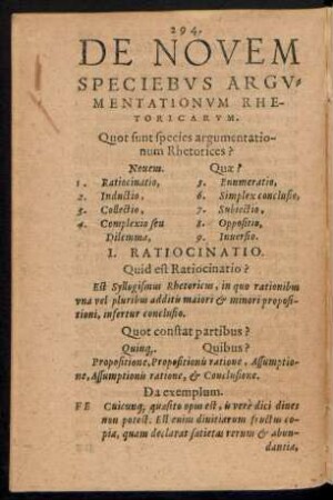 De Novem Speciebus Argumentationum Rhetoricarum.