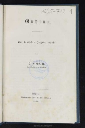 Gudrun : der deutschen Jugend erzählt