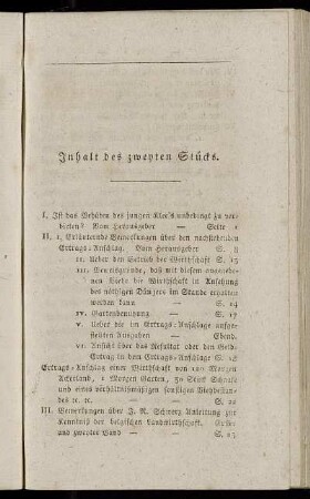Inhalt des zweyten Stücks
