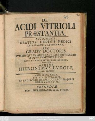 De Acidi Vitrioli Præstantia : Anno MDCCXXXIX. Die XIX. Septembris, ...