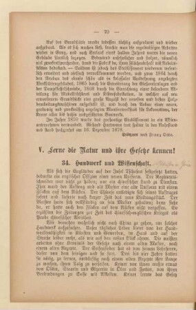 V. Lerne die Natur und ihre Gesetze kennen!