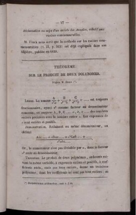Théorème sur le produit de deux polynomes.