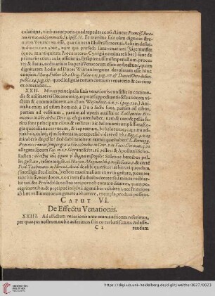 Caput VI: De Effectu Venationis