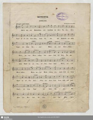 Motette "Herr, unser Herrscher etc." für Chor und Solostimmen : Op. 36. No. 2