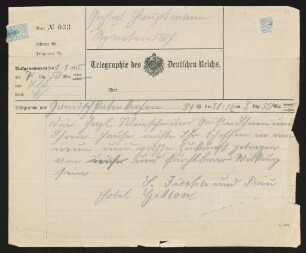 Brief von Samuel Fischer und Hedwig Fischer an Gerhart Hauptmann