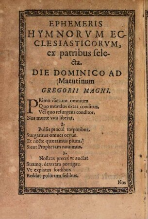 Ephemeris Hymnorum ecclesiasticorum ex Patribus selecta