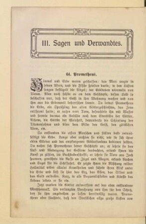 III. Sagen und Verwandtes
