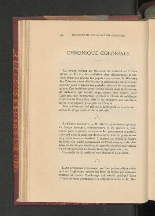 Chronique Coloniale.