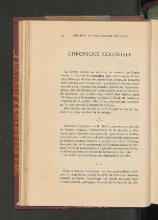 Chronique Coloniale.