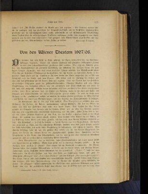 Von den Wiener Theatern 1907/08
