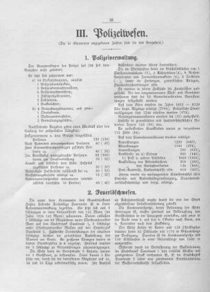 III. Polizeiwesen