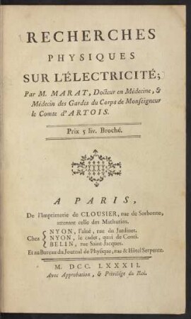 Recherches physiques sur l' électricité