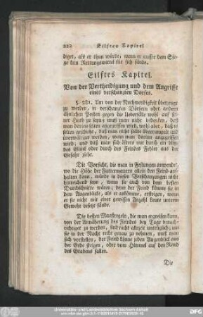 Eilftes Kapitel. Von der Vertheidigung und dem Angriffe eines verschanzten Dorfes.