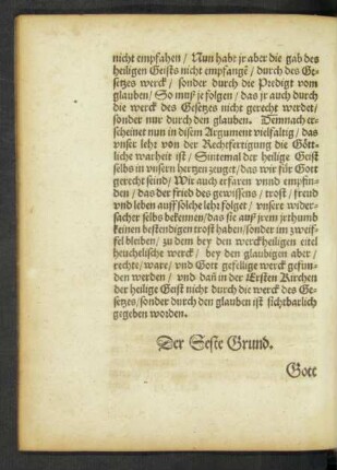 Ser Seste Grund. Gott allein gebürt aller Rhum der seligkeit.