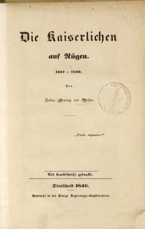 Die Kaiserlichen auf Rügen 1627 - 1630
