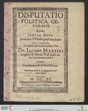 Disputatio Politica Generalis