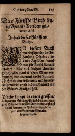 Das Fünffte Buch Lucii Apuleii/ Von dem guldenen Esel.
