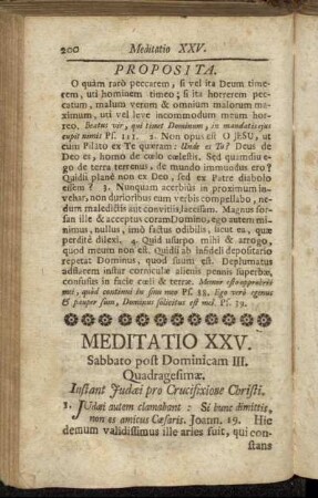 Meditatio XXV. Sabbato post Dominicam III. Quadragesimæ. - Meditatio XXVI. Dominica IV. Quadragesimæ.