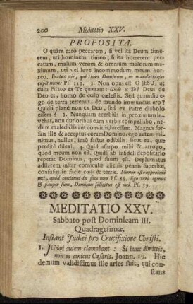 Meditatio XXV. Sabbato post Dominicam III. Quadragesimæ. - Meditatio XXVI. Dominica IV. Quadragesimæ.