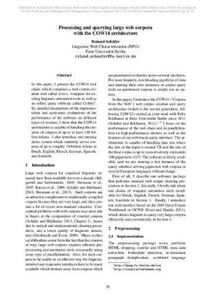 Processing and querying large web corpora with the COW14 architecture