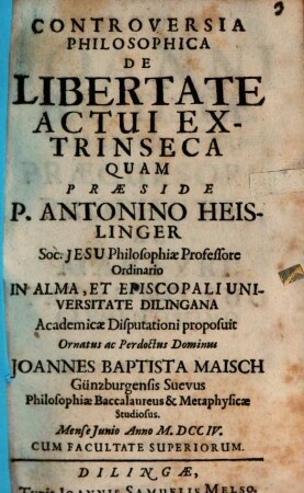 Controversia phil. de libertate actui extrinseca