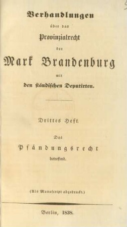 H. 3: Das Pfändungsrecht betreffend