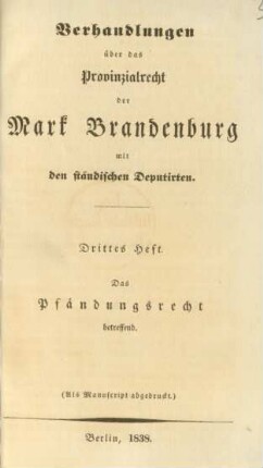 H. 3: Das Pfändungsrecht betreffend