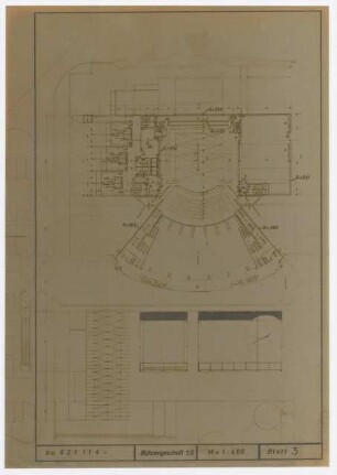 Schauspielhaus, Wuppertal: Grundriss Bühnengeschoss 1:400