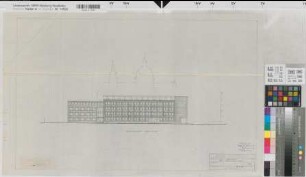 Münster (Münster) Behördenhaus Alter Steinweg Vorentwurf Ansicht Nord-Osten 1956 1 : 200 44 x 71 Pause Staatsneubauleitung Münster Regierung Münster Nr. 34081
