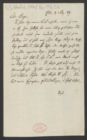 Brief an Gottfried August Bürger : 02.08.1789