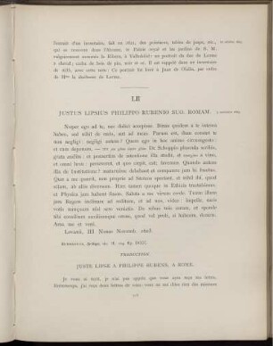 LII. Juste Lipse à Philippe Rubens. Louvain, 3 novembre 1603