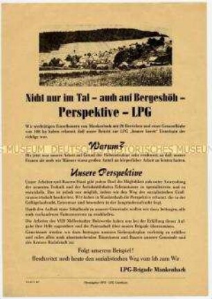 Flugblatt der SED-Betriebsparteiorganisation der LPG Unterhain und der LPG-Brigade Mankenbach für Eintritt in die LPG