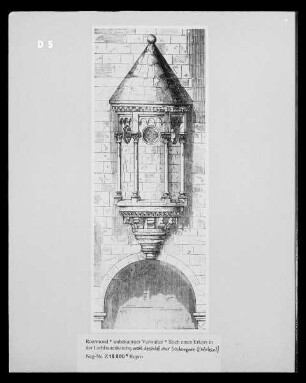 Roermond, Stich eines Erkers in der Liebfrauenkirche, westlicher Abschluss der Südempore