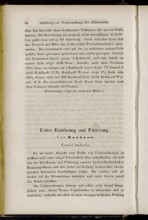 Ueber Ernährung und Fütterung