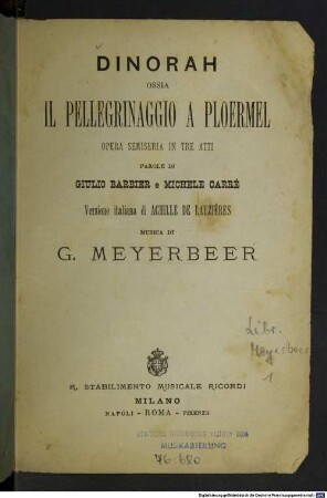 Dinorah ossia il pellegrinaggio a Ploermel