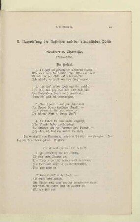II. Nachwirkungen der klassischen und der romantischen Poesie