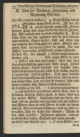 III. Von der Vorsorge, Erhaltung und Regierung Gottes.