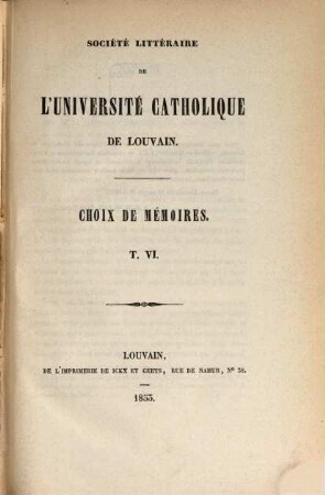 Choix de mémoires. 6. 1853