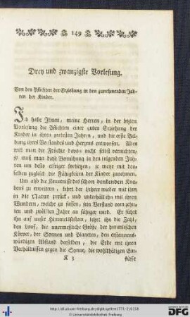 Drey und zwanzigste Vorlesung.