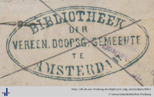 [Provenienz]: Vereenigde Doopsgezinde Gemeente Amsterdam, Bibliotheek