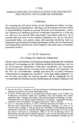 I. Teil: Genealogische Untersuchungen zur Geschichte der Grafen von Dagsburg-Egisheim