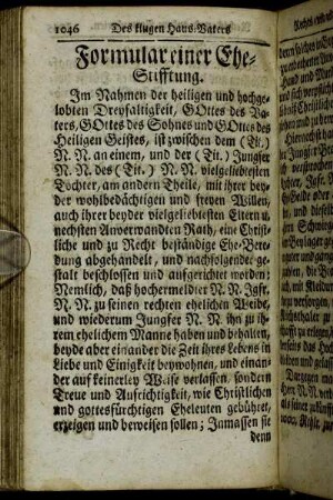 Formular einer Ehe-Stifftung.
