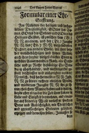 Formular einer Ehe-Stifftung.
