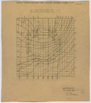 Fischer, Theodor; Nürnberg; Bismarckdenkmal - Höhenschichtplan für Erdbewegung