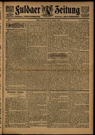 Erste Ausgabe vom Mittwoch, den 13. Januar 1904.