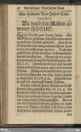 Am Heiligen Neu-Jahrs-Tage. Luc. II, 21