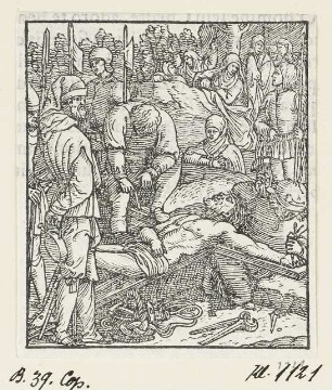 Christus wird an das Kreuz genagelt, Blatt 22 der Folge "Passion"
