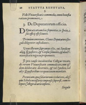 3. De Deputatorum officio.