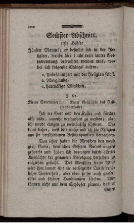 Sechster Abschnitt, erste Hälfte.