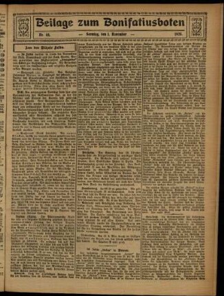 Zweite Ausgabe vom Sonntag, den 01. November 1925.